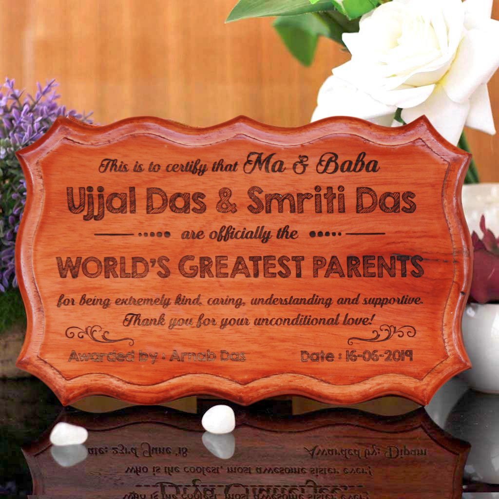 Personalized World&#39;s Greatest Parents Certificate - These Unique Award Certificates Make The Best Gifts For Parents - Buy More Custom Wooden Certificates And Personalized Gifts For Parents From The Woodgeek Store