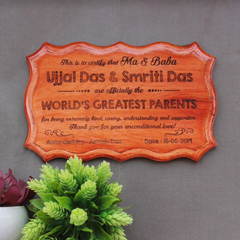 Personalized World&#39;s Greatest Parents Certificate - These Unique Award Certificates Make The Best Gifts For Parents - Buy More Custom Wooden Certificates And Personalized Gifts For Parents From The Woodgeek Store