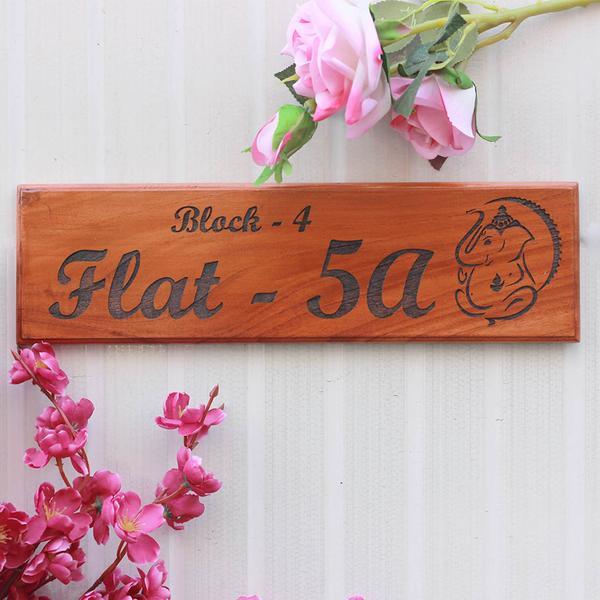 Wooden Address Signs for Home - Personalized Signs For Home Engraved With House number & Flat Number - House Nameplates by Woodgeek Store