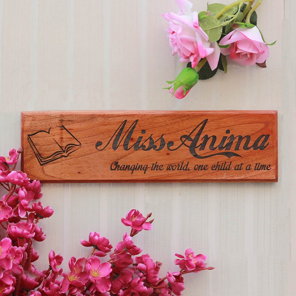 Personalized Wooden Nameplates for Teachers and Professors - Gifts for Teachers on Teacher's Day - Desk and Door Name Signs for Office by Woodgeek Store