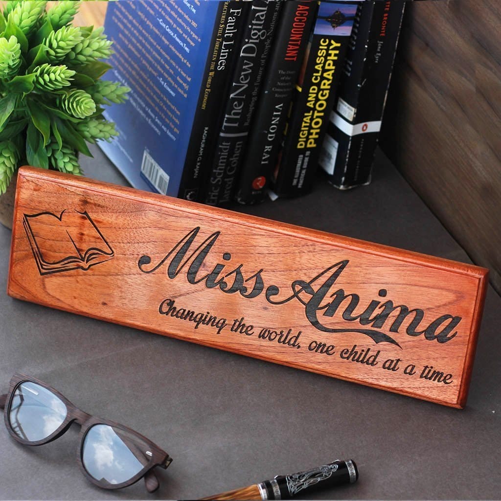 Personalized Wooden Nameplates for Teachers and Professors - Gifts for Teachers on Teacher's Day - Desk and Door Name Signs for Office by Woodgeek Store