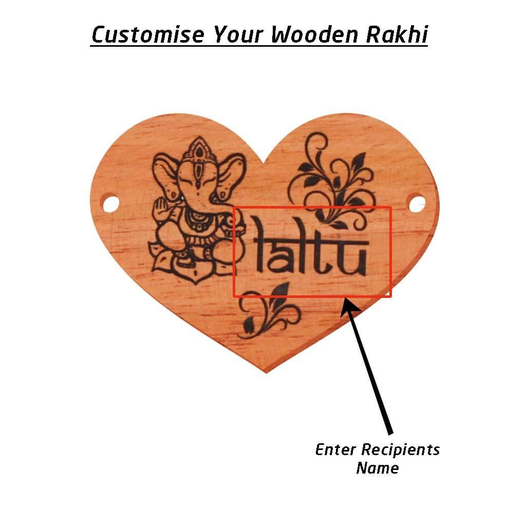 Personalised Rakhi With Name - Wooden Rakhi