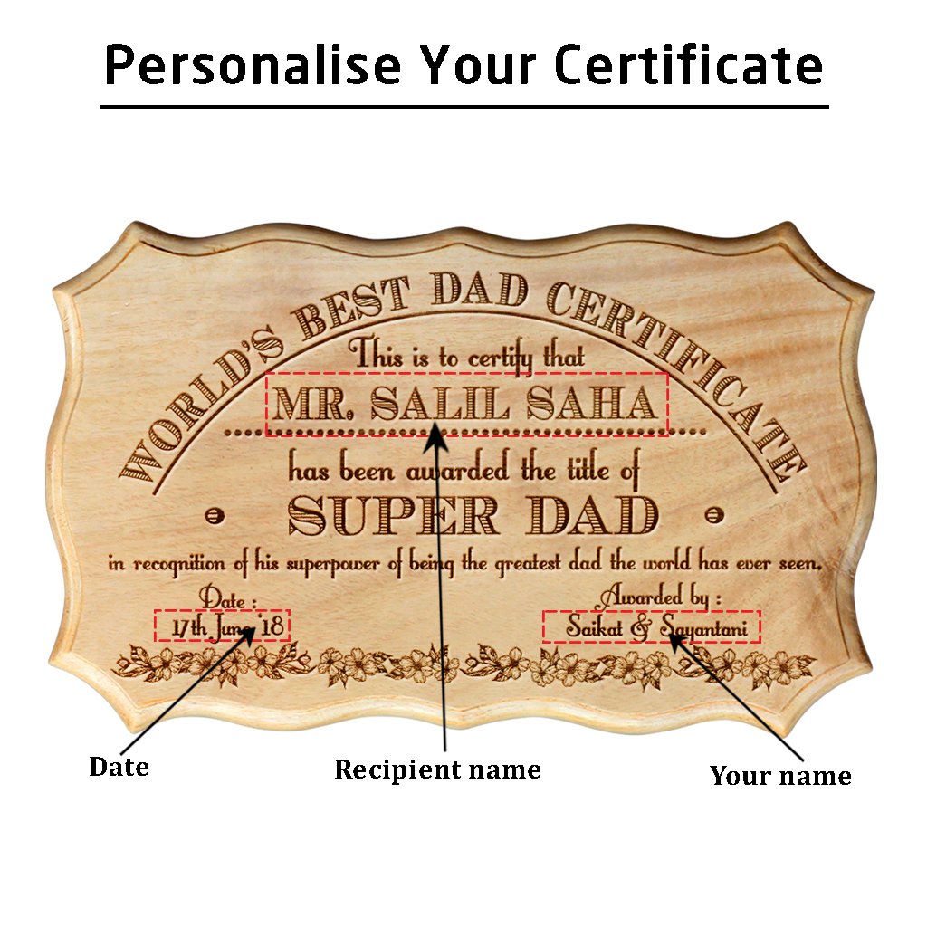 Personalized World&#39;s Best Dad Wooden Certificate