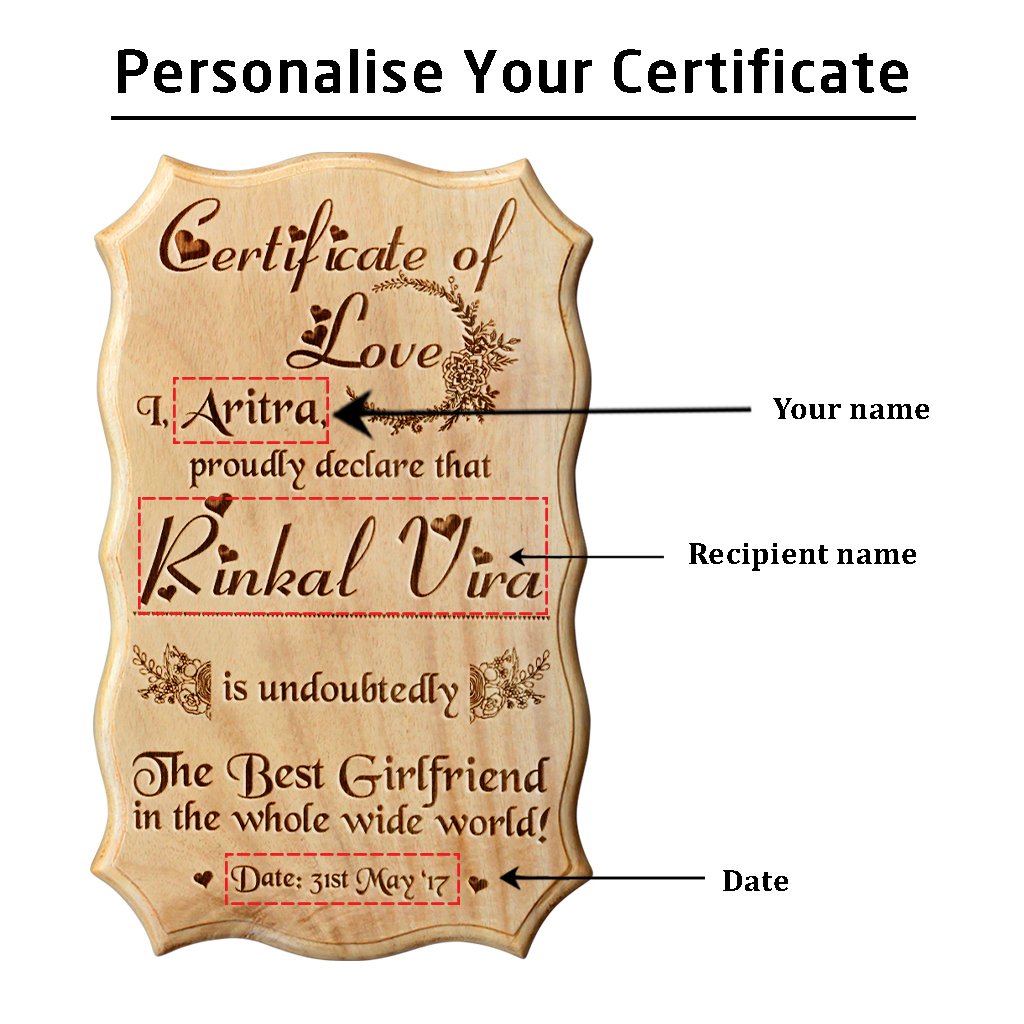 Wooden Certificate of Love for World&#39;s Best Girlfriend
