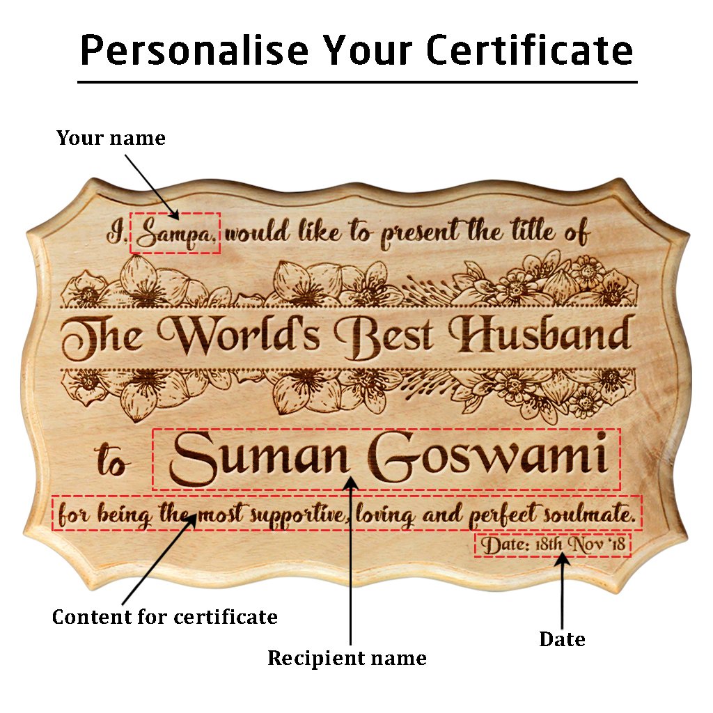 Personalized World&#39;s Best Husband Wooden Certificate