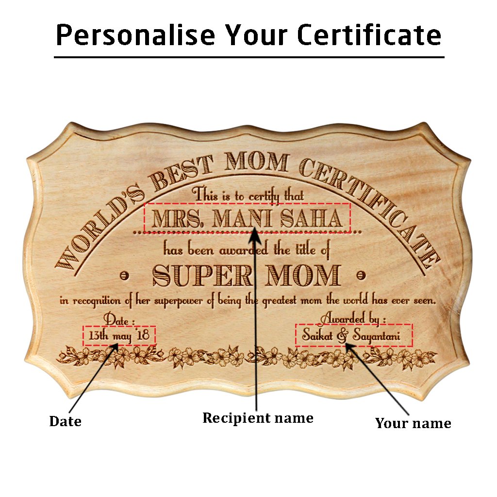 Personalized World&#39;s Best Mom Wooden Certificate