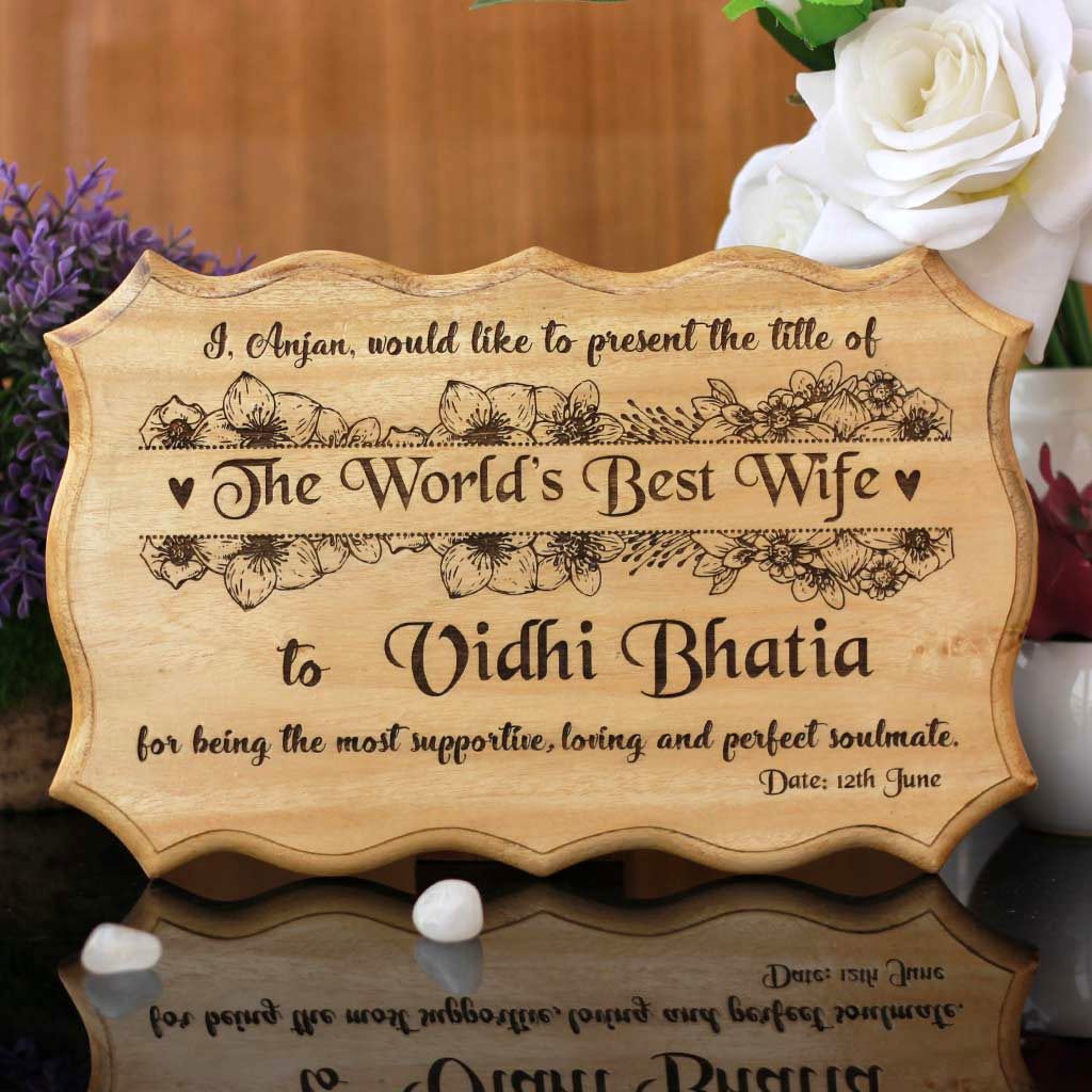 Personalized World's Best Wife Certificate - Greatest Wife Award Certificates - Unique Gifts for Wife - Anniversary Gifts for Wife  - Custom Wooden Certificates by Woodgeek Store