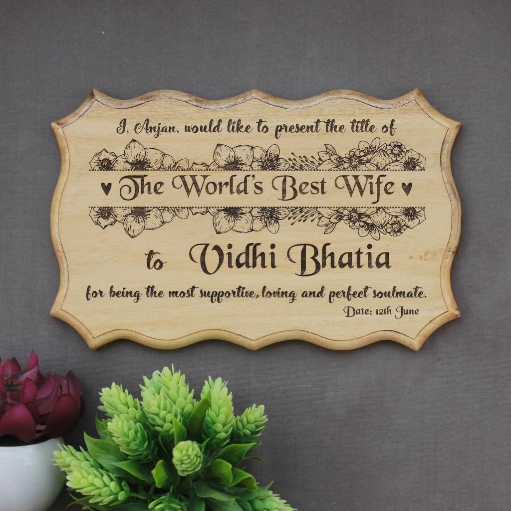 Personalized World's Best Wife Certificate - Greatest Wife Award Certificates - Unique Gifts for Wife - Anniversary Gifts for Wife  - Custom Wooden Certificates by Woodgeek Store