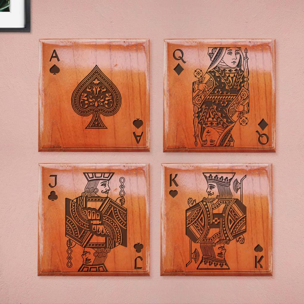 Deck Of Cards Wooden Crossword Blocks. Wooden Gifts For Someone Who Likes Playing Cards. These wooden scrabble wall art makes great Diwali gifts. This makes unique corporate Diwali gifts or Diwali gifts for family.