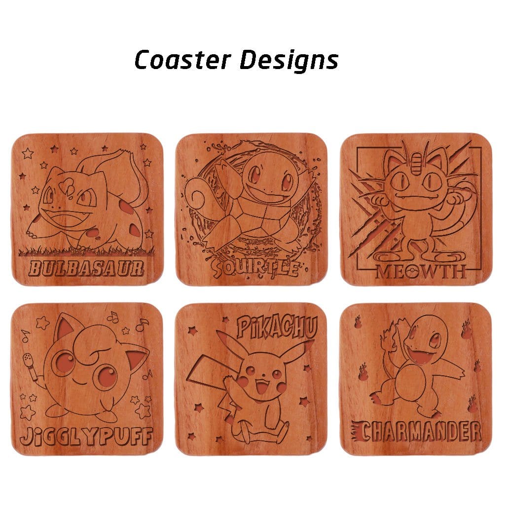 Pokemon Coasters Wooden Coaster Set Pokemon Gifts Funky Coasters woodgeekstore