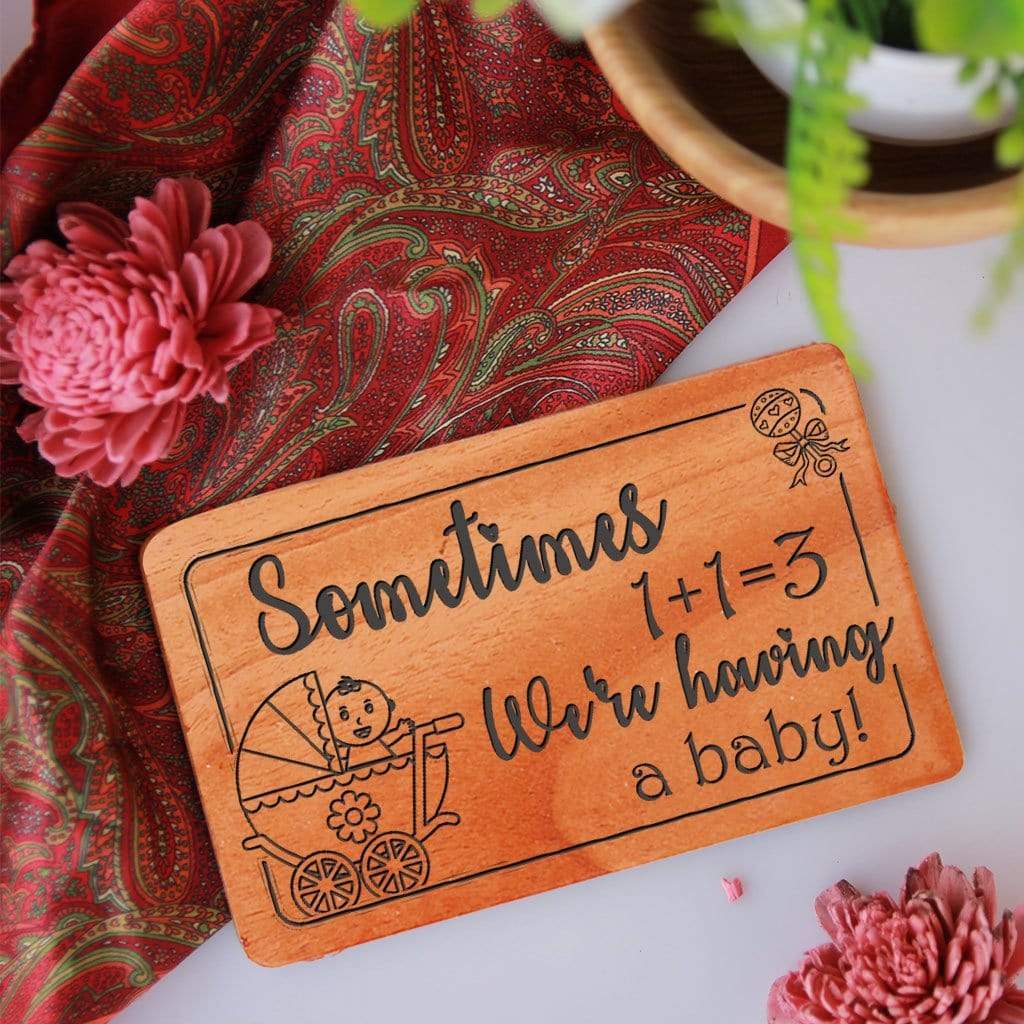 Pregnancy Announcement Cards & Pregnancy Congratulations Card: Set Of Personalized Wooden Cards