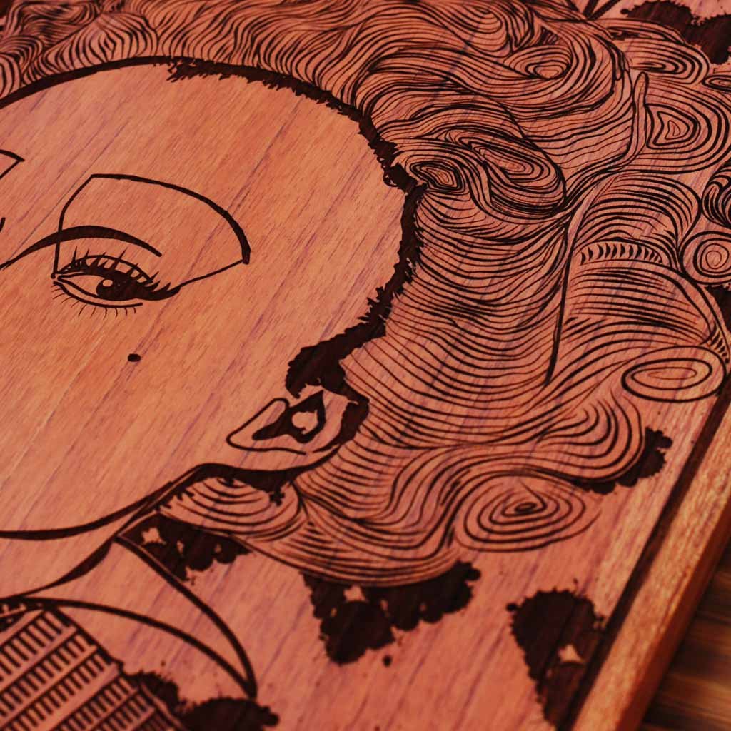 Queen of Hearts Carved Wooden Poster