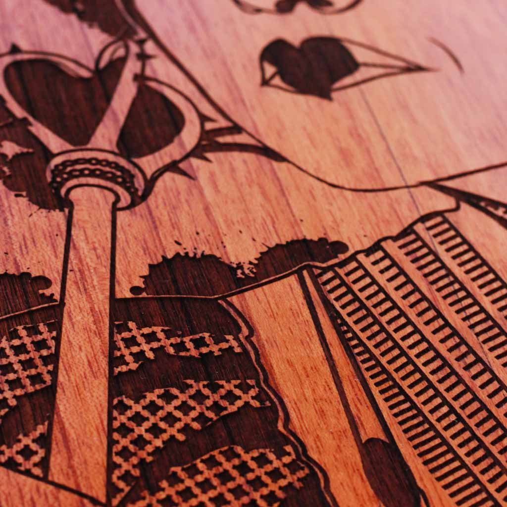 Wood Engraving - The Red Queen Alice in Wonderland Carved Wooden Poster by Woodgeek Store - Character Wooden Artwork - Buy Movie Posters - Queen of Hearts Wood Wall Art Decor Online 