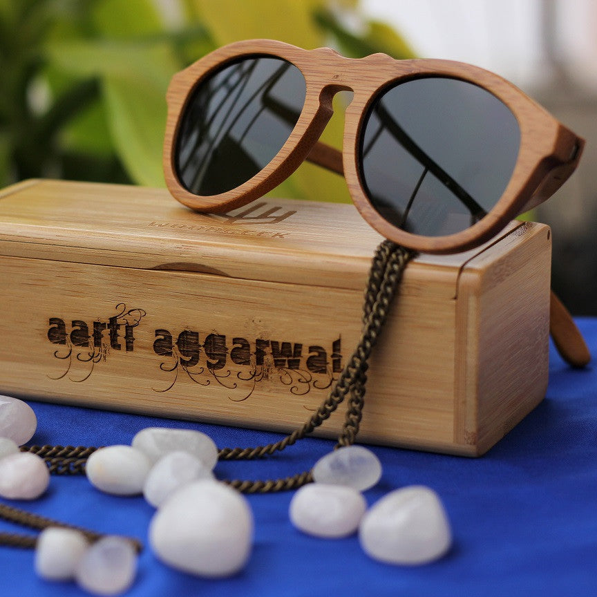 The Retro - brown bamboo wood round sunglasses