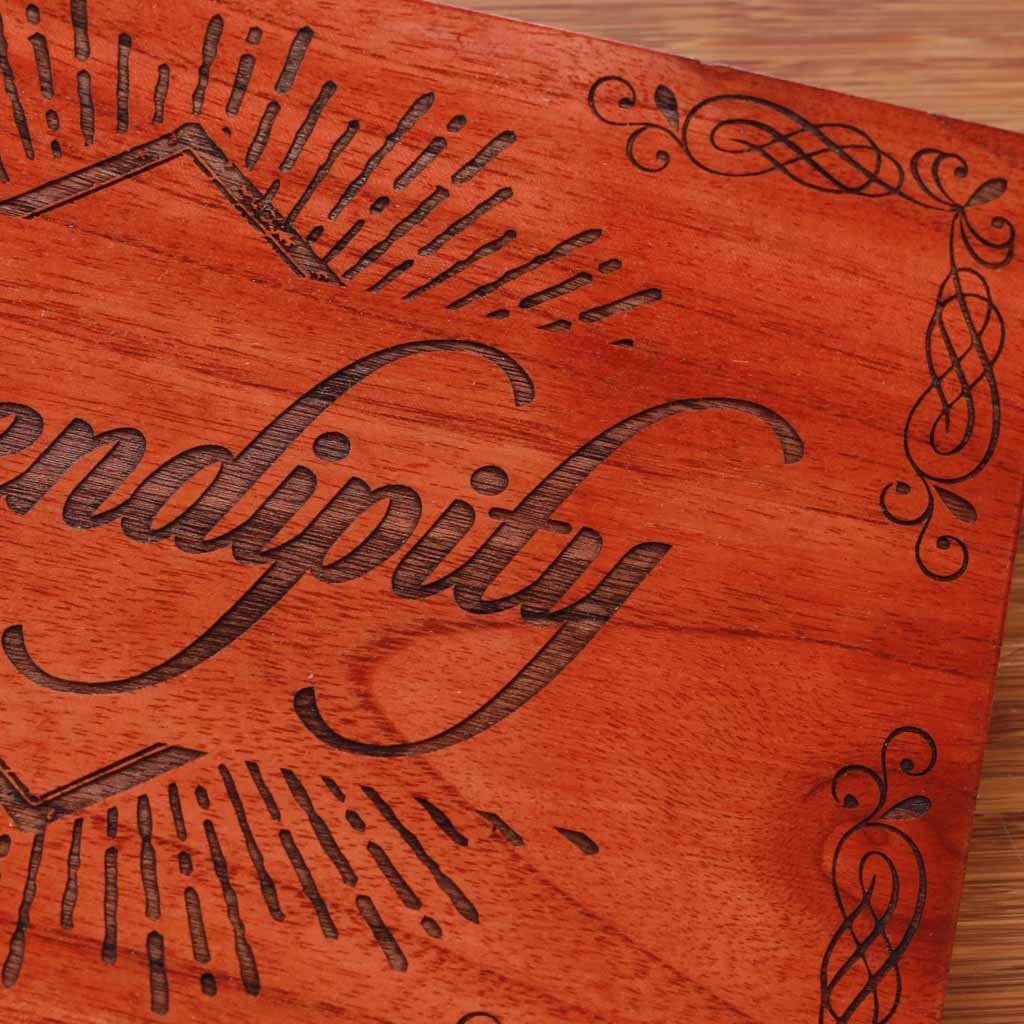 Wood Engraving - Serendipity Wood Word Sign | Wood Wall Poster | Carved Wood Wall Art | Woodgeek Store