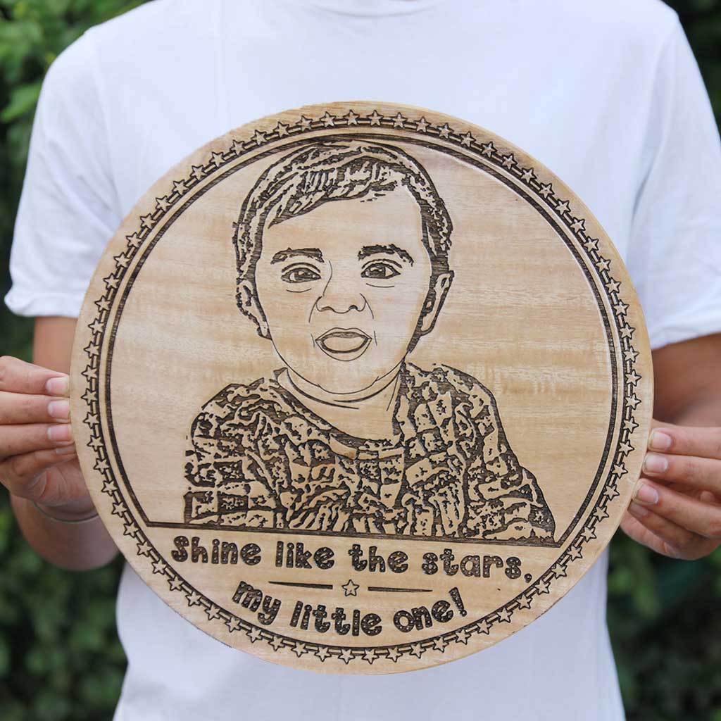 Shine Like The Stars, My Little One Wooden Frame for Kids - Personalized Wooden Poster for New Parents - Best Baby Shower Gifts from Woodgeek Store