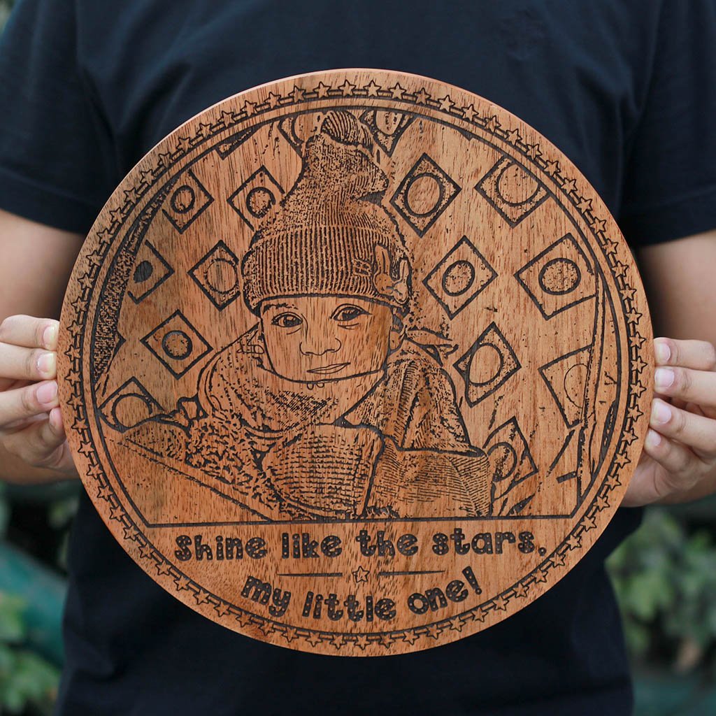 Shine Like The Stars, My Little One Wooden Frame for Kids - Personalized Wooden Poster for New Parents - Best Baby Shower Gifts from Woodgeek Store