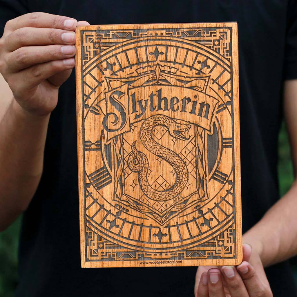Hogwarts House Slytherin Wooden Poster &amp; Wall Art - Gifts for Harry Potter fans by Woodgeek Store