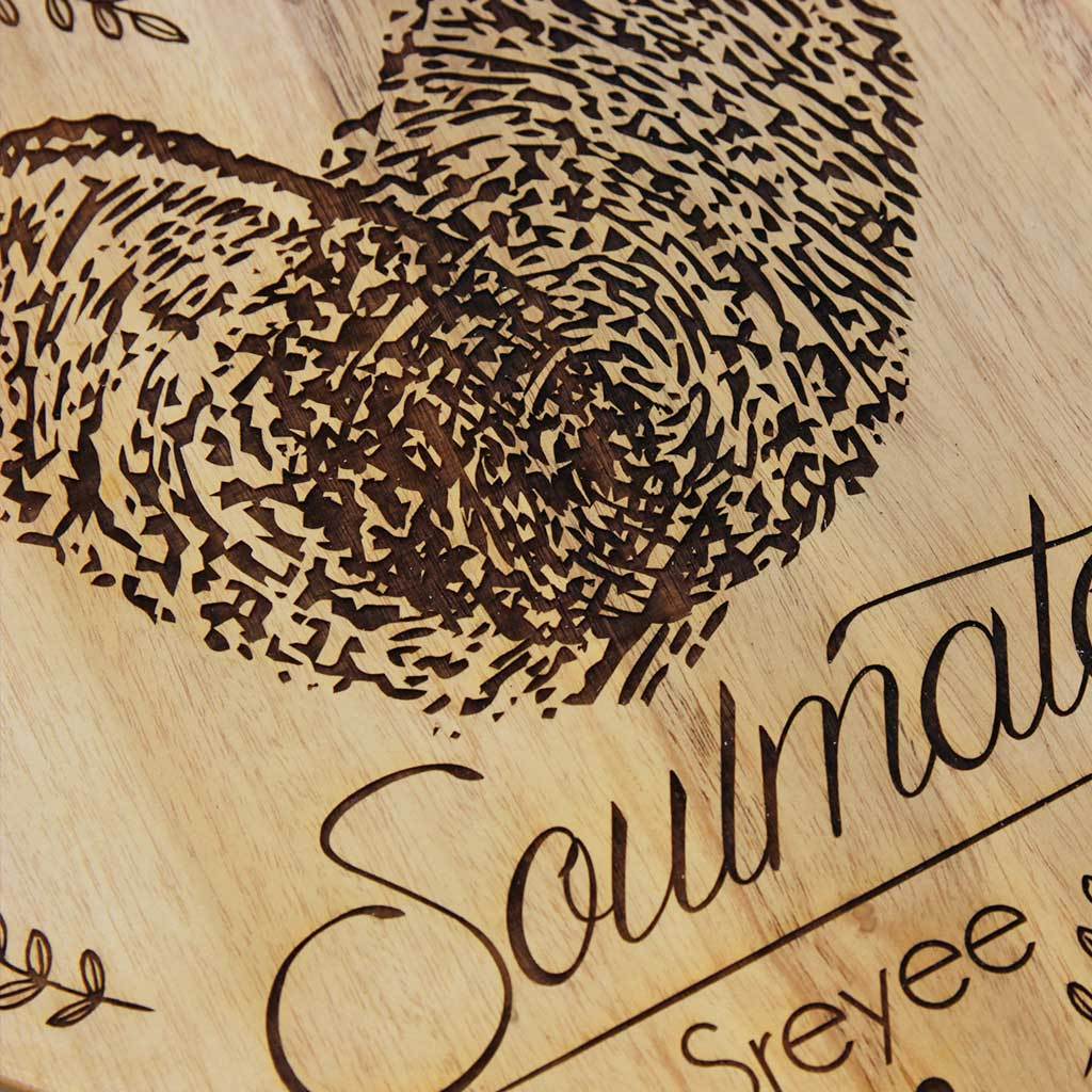 Soulmates Personalized Photo Frame - Photo on Wood - Wooden Plaque With Photo Engraving on Birch Wood and Mahogany Wood - This Custom Wooden Frame Makes Great Wedding Gifts and Anniversary Gifts. Find Gifts for Him and Gifts For her on Woodgeek Store