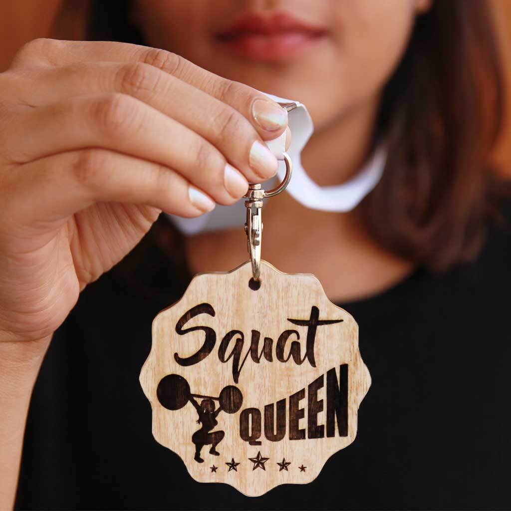 Squat Queen Wooden Medal - Funny Medal Awards For Gym Lovers. Best Gifts For Fitness Lovers.