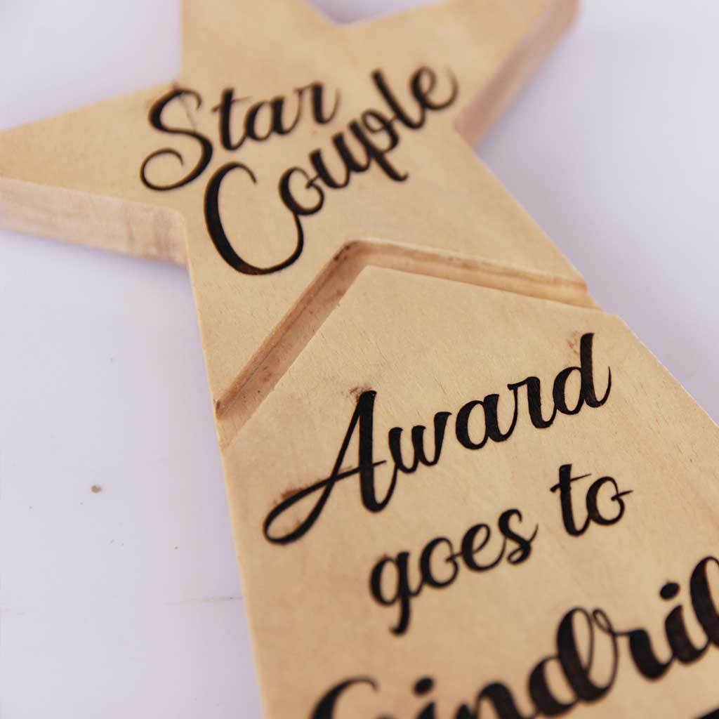 Star Couple Award for the world's best couple ever. This Custom Wooden Trophy makes best gifts for couples. This Star Trophy is also one of the most unique romantic gifts for couples.