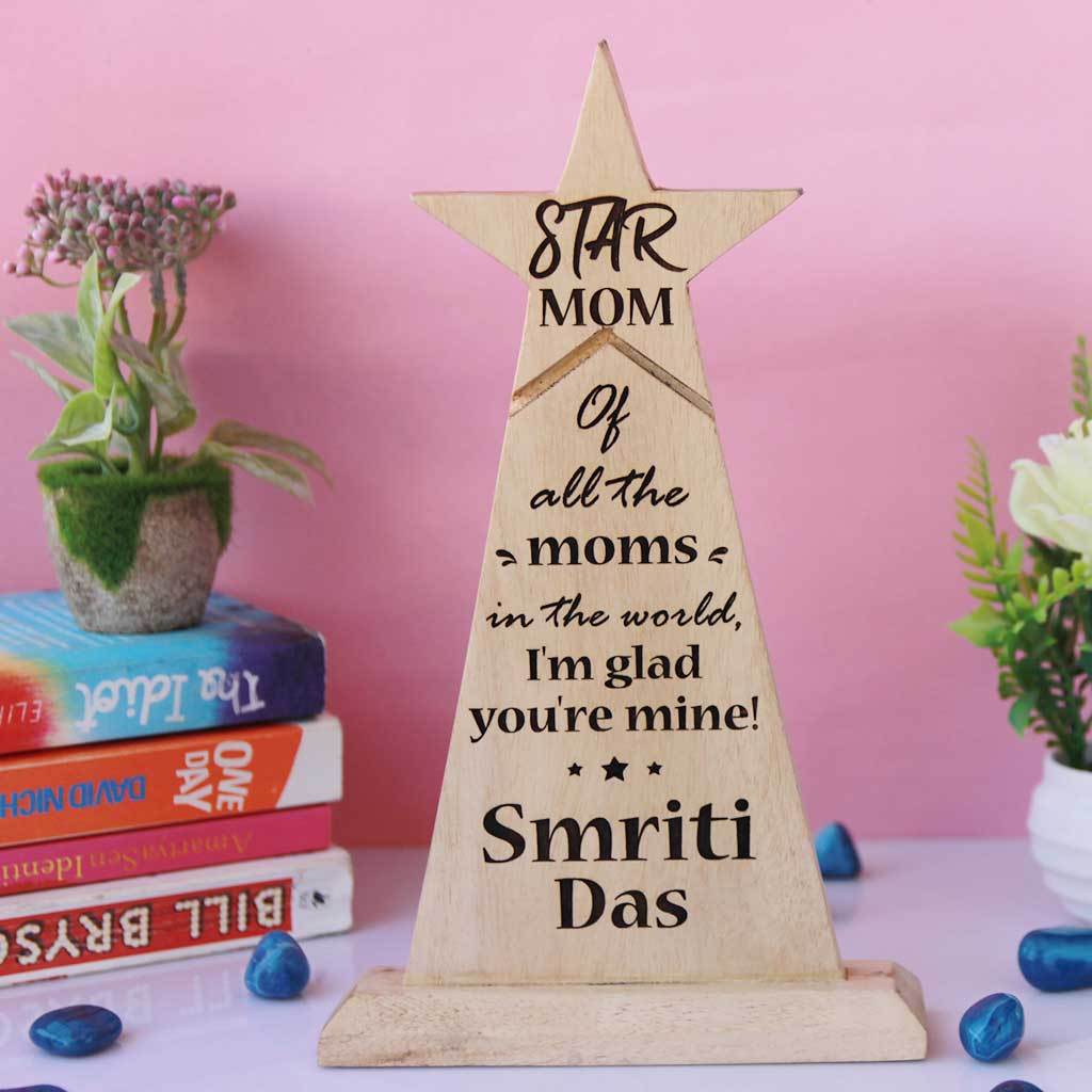 Star Mom Wooden Trophy & Award | Gift For Mom's Birthday