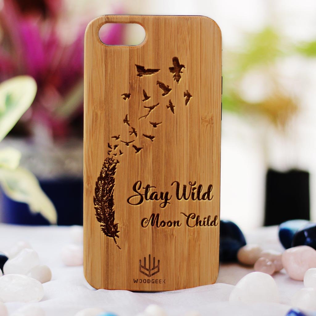 Stay Wild Moon Child Inspirational Phone Cases for Women - iPhone Case by Woodgeek Store