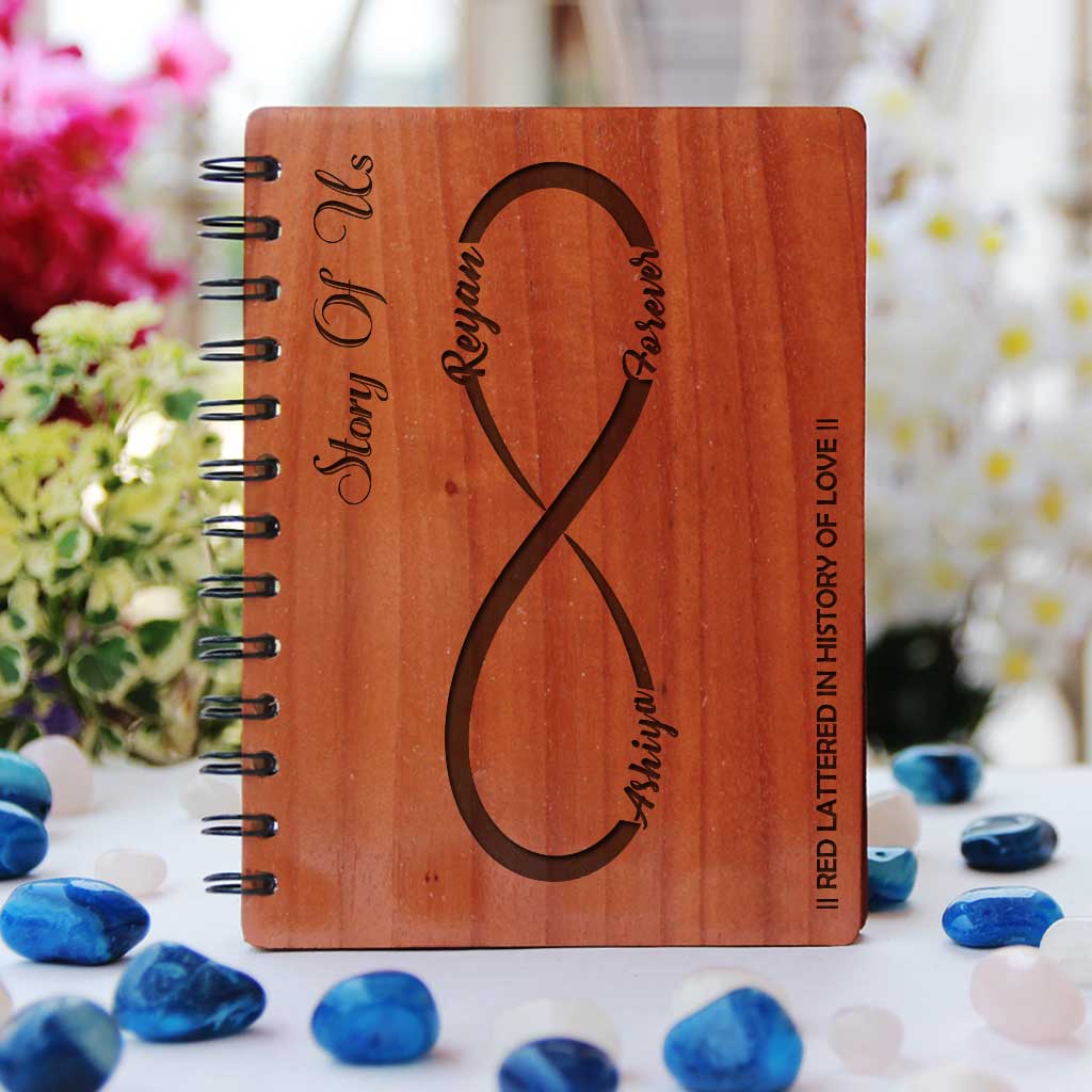The Story Of Us Wooden Love Notebook. This Notebook Journal Is One Of The Best Romantic Gifts For Husband Or Gifts For Wife. This notebook journal will make great engagement gifts for the bride or groom. This wooden journal will also make great wedding gifts or anniversary gifts.