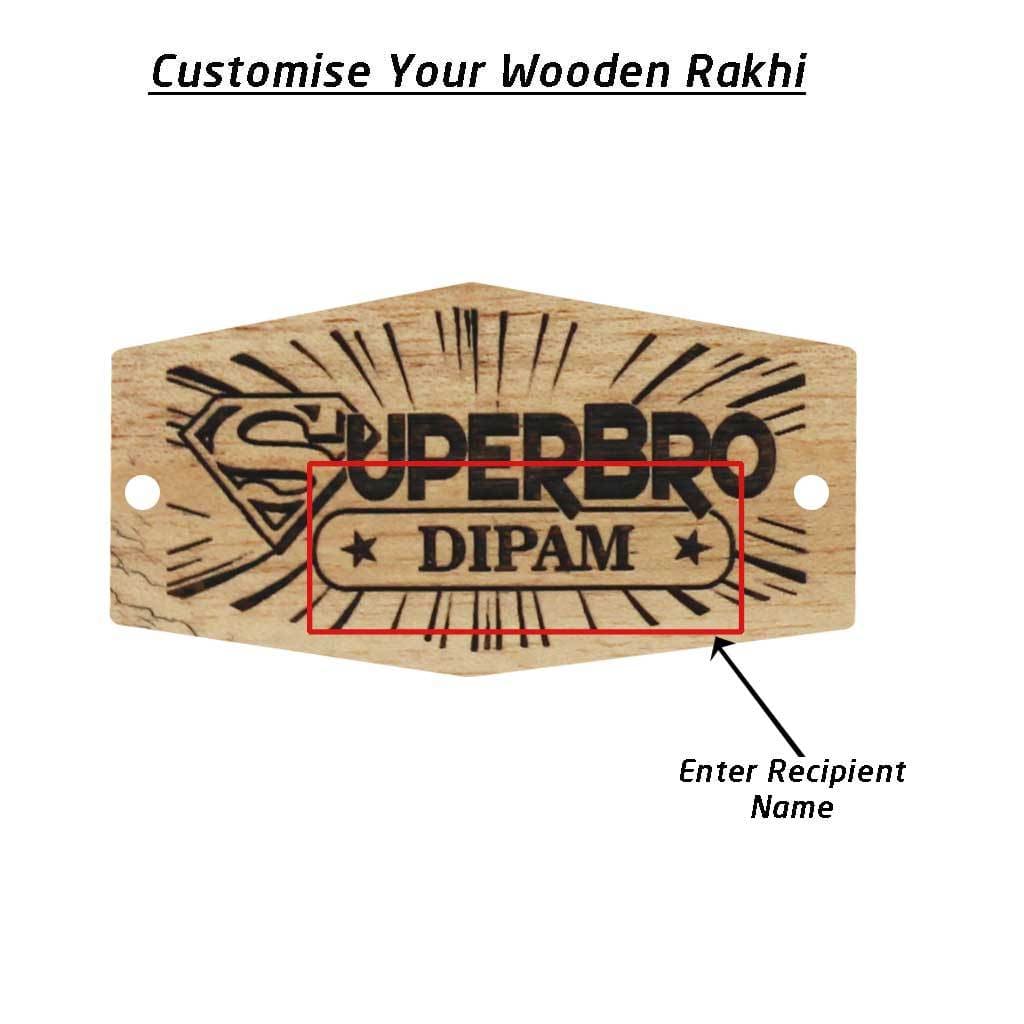 Personalised Rakhi With Name - Wooden Rakhi