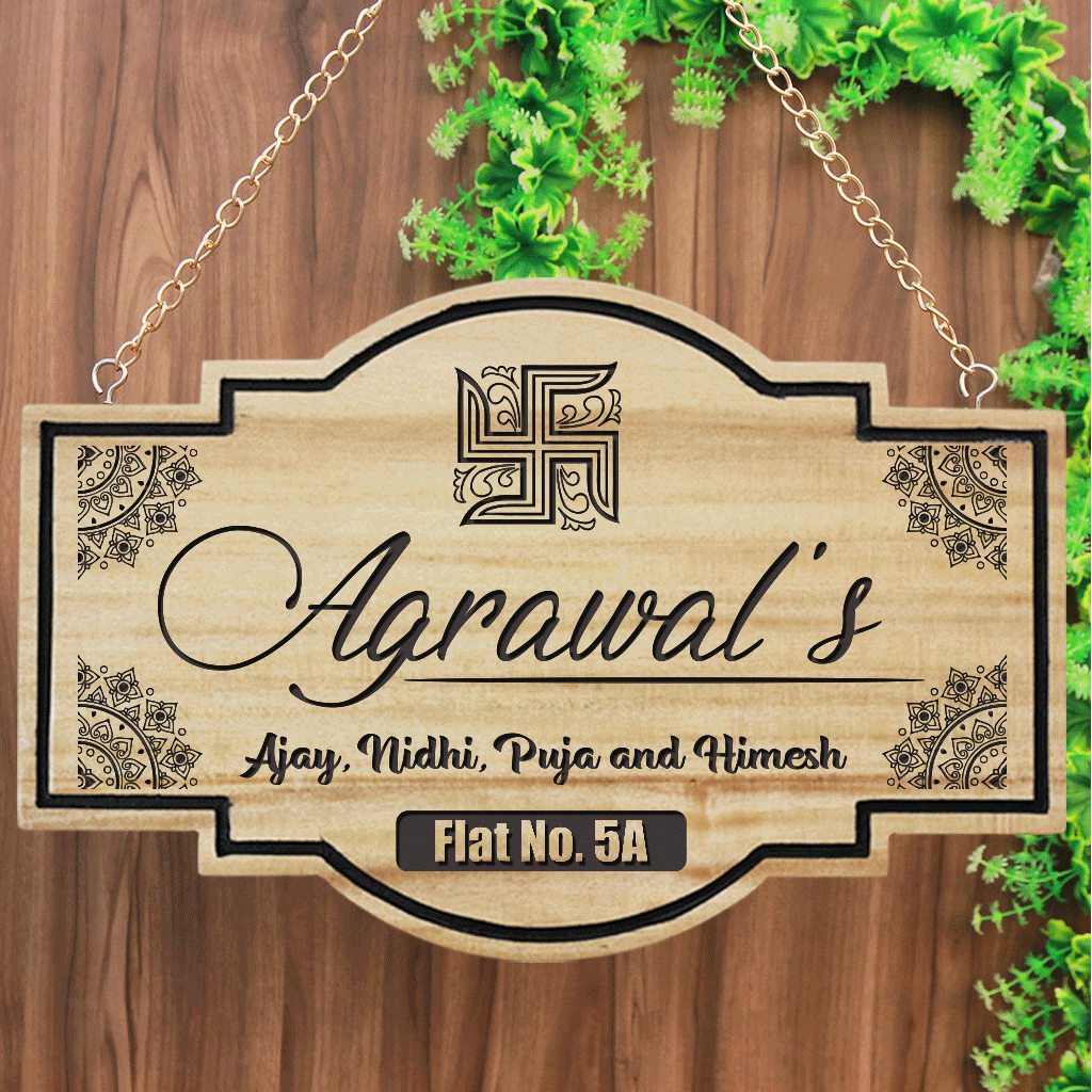 Auspicious Name Boards For House - Hanging Wooden Sign