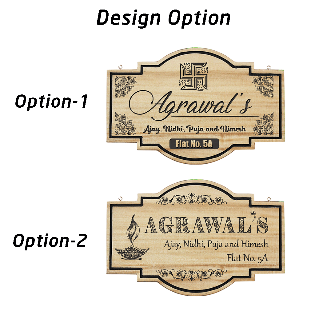 Swastik Name Plate. Diya Name Plate. Auspicious Name Boards For House. 