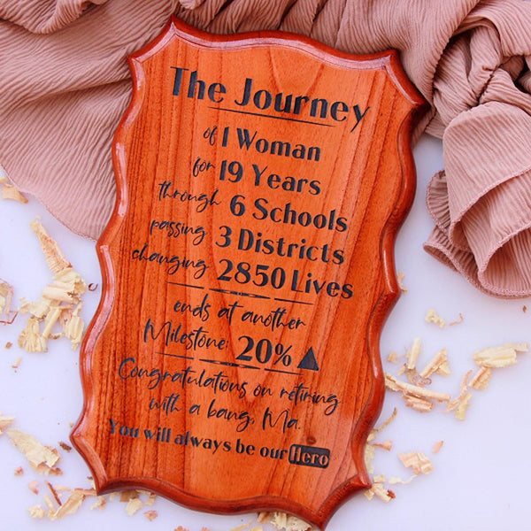 A Teacher's Journey Wooden Plaque Retirement Gift For Teacher