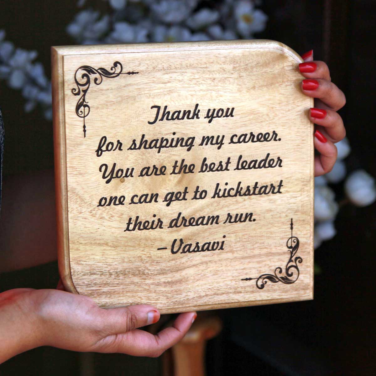 Thank You For Shaping My Career Engraved Wood Gift Plaque For Mentor, Boss, Teacher