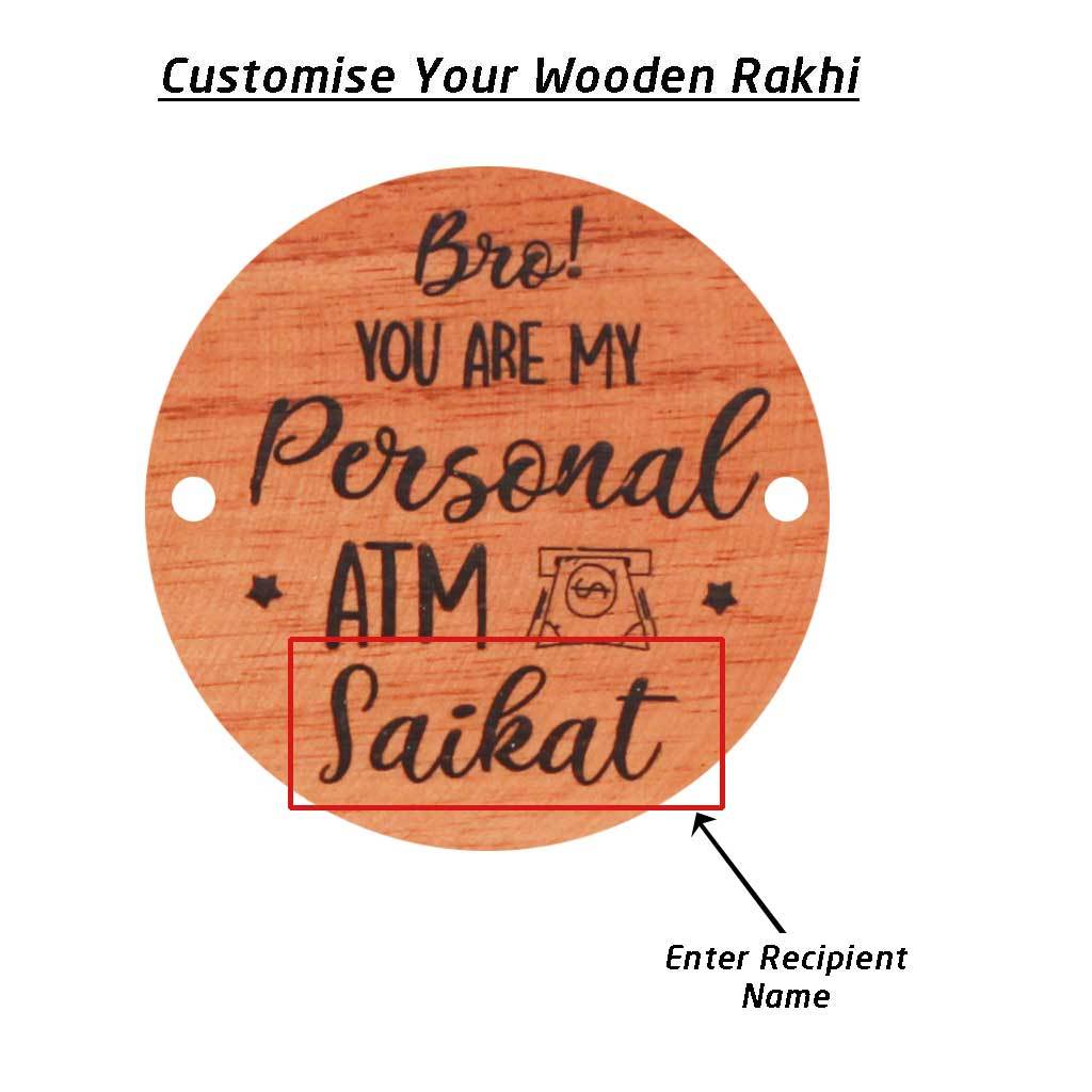 Personalised Rakhi With Name - Wooden Rakhi