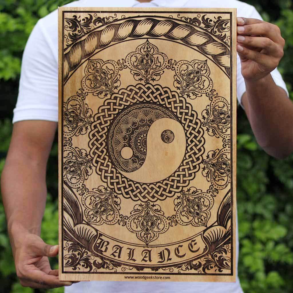  Buy Wood Wall Art Online - Wood Carved Wall Art - Yin &amp; Yang Art on Wood - Woodgeek Store