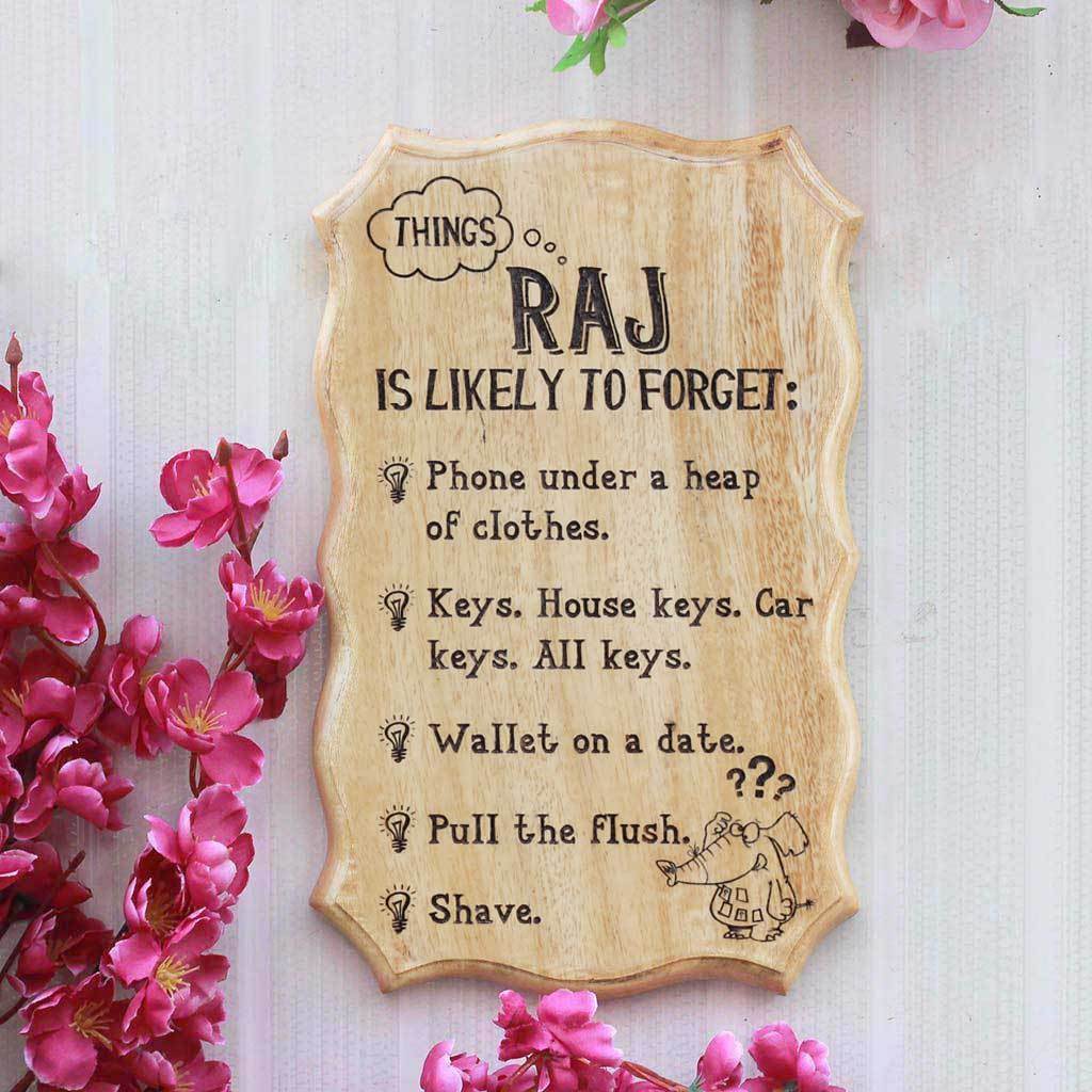 Things You Are Likely To Forget Wood Engraved Sign - what to give someone who loses everything - most likely to forget gifts - Personalized Wood Signs - Wooden Wall Signs - Custom wood engraving gifts - Gifts for friends - Gifts for family - wooden plaques - Woodgeek Store