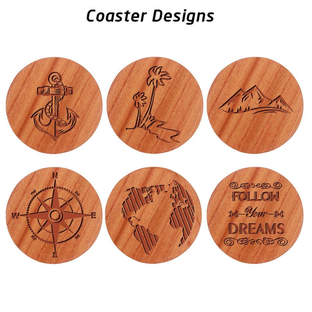 Travel Coasters - Wooden Coaster Set With Holder