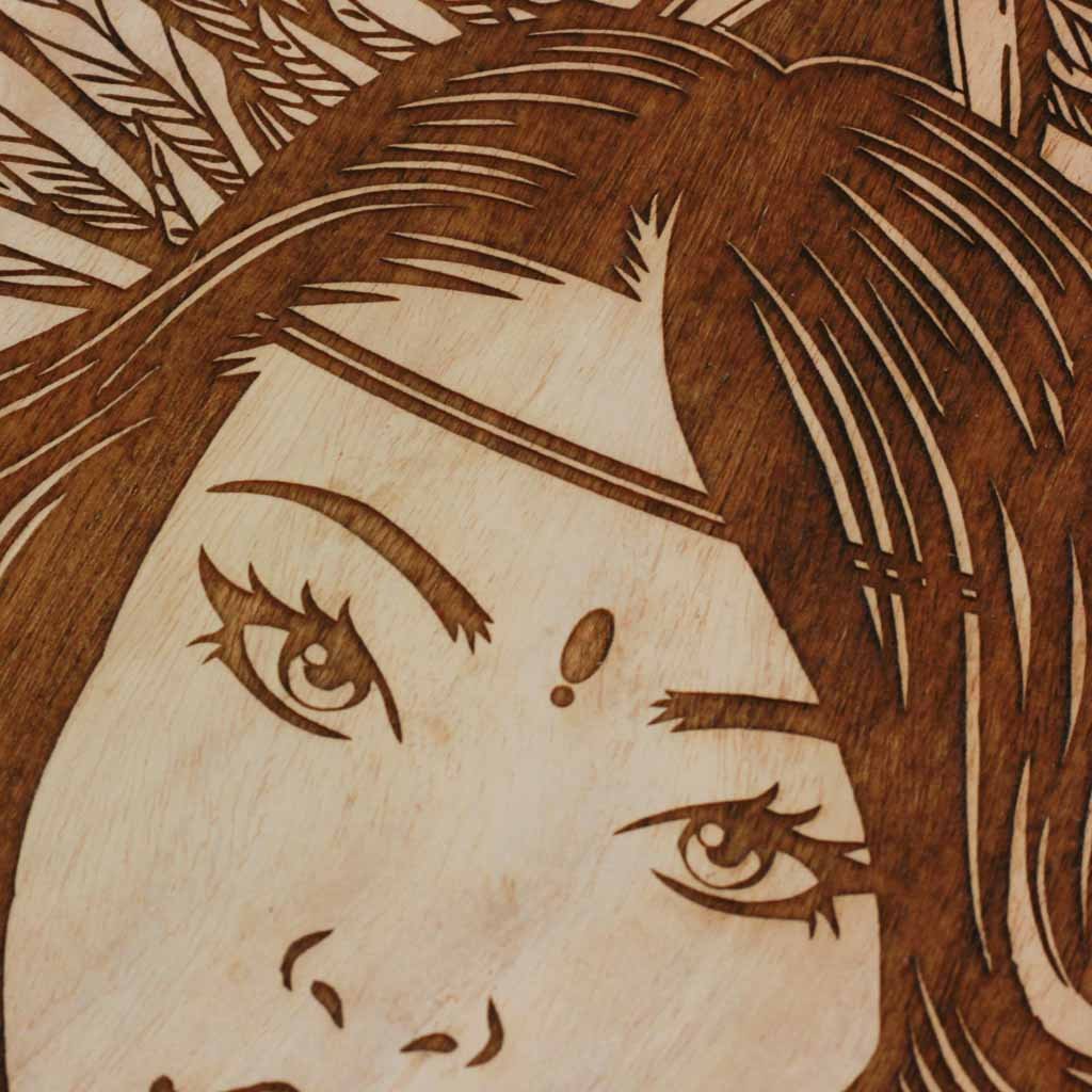 Wood engraving - Virgo The Maiden Carved Wooden Poster by Woodgeek Store - Zodiac Sign Wooden Artwork - Buy Wood Wall Art Decor Online 