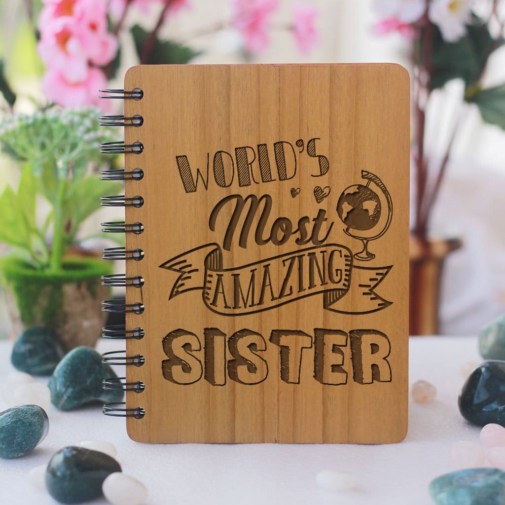 Best gifts for sisters - Unique sister gifts - Rakhi Gifts - Big Sister Gifts - best gift for sister - birthday gifts for sister - Notebook for Sister - Personalized Notebook - Wooden Notebook - Woodgeek Store