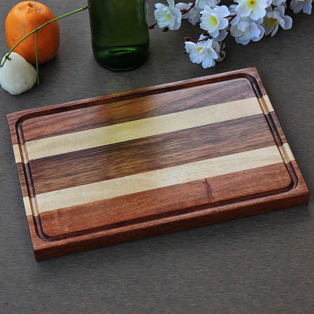 Walnut and Birch Striped Wooden Chopping Board - Wood Cutting Boards - Wood Chopping Block - Butcher Block Wood - Kitchen Cutting Board - Walnut Chopping Board - Best Chopping Board - Hardwood Cutting Boards - Woodgeek Store