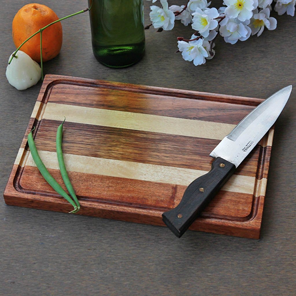 Walnut & Birch Striped Wooden Chopping Board