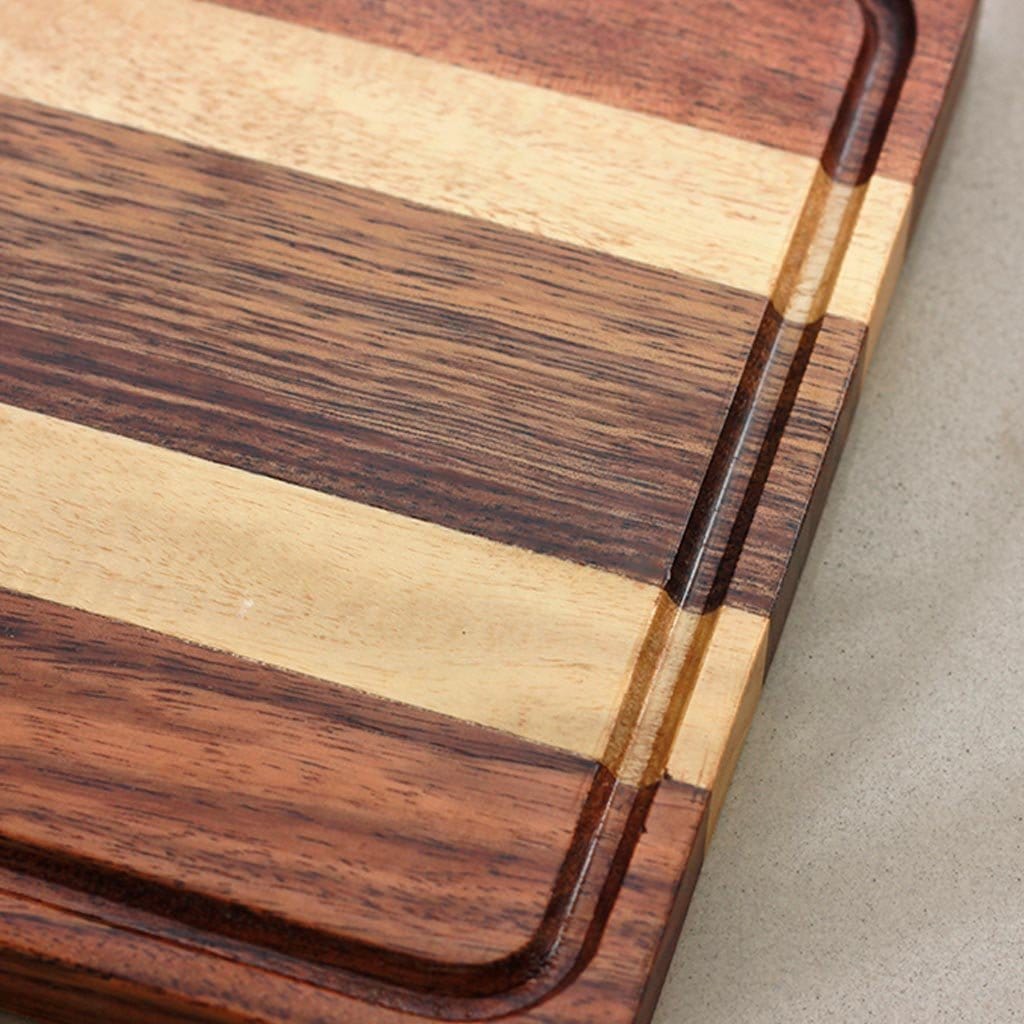 Juice Groove To Avoid Spillage - Walnut and Birch Striped Wooden Chopping Board - Wood Cutting Boards - Wood Chopping Block - Butcher Block Wood - Kitchen Cutting Board - Walnut Chopping Board - Best Chopping Board - Hardwood Cutting Boards - Woodgeek Store