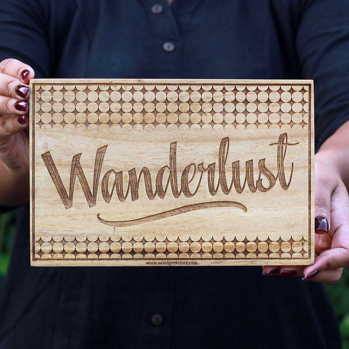 Wanderlust Engraved Wood Sign