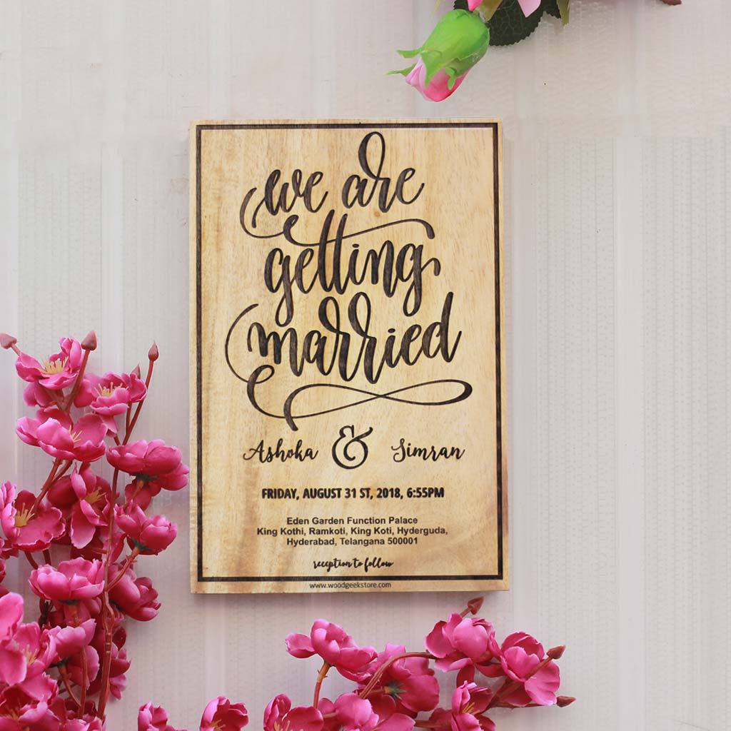 We Are Getting Married Sign - Wedding Invitation Sign - Wedding Welcome Sign - Custom Made Wood Signs - Woodgeek Store