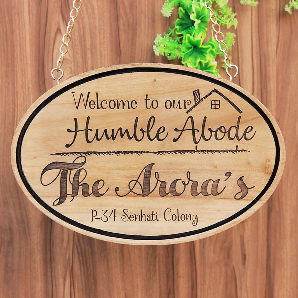 Welcome To Our Humble Abode Sign - Hanging Signs - Wooden Signs for Home - House Name Plates - House Address Signs - Personalised Signs - Wooden Signs - Woodgeek Store