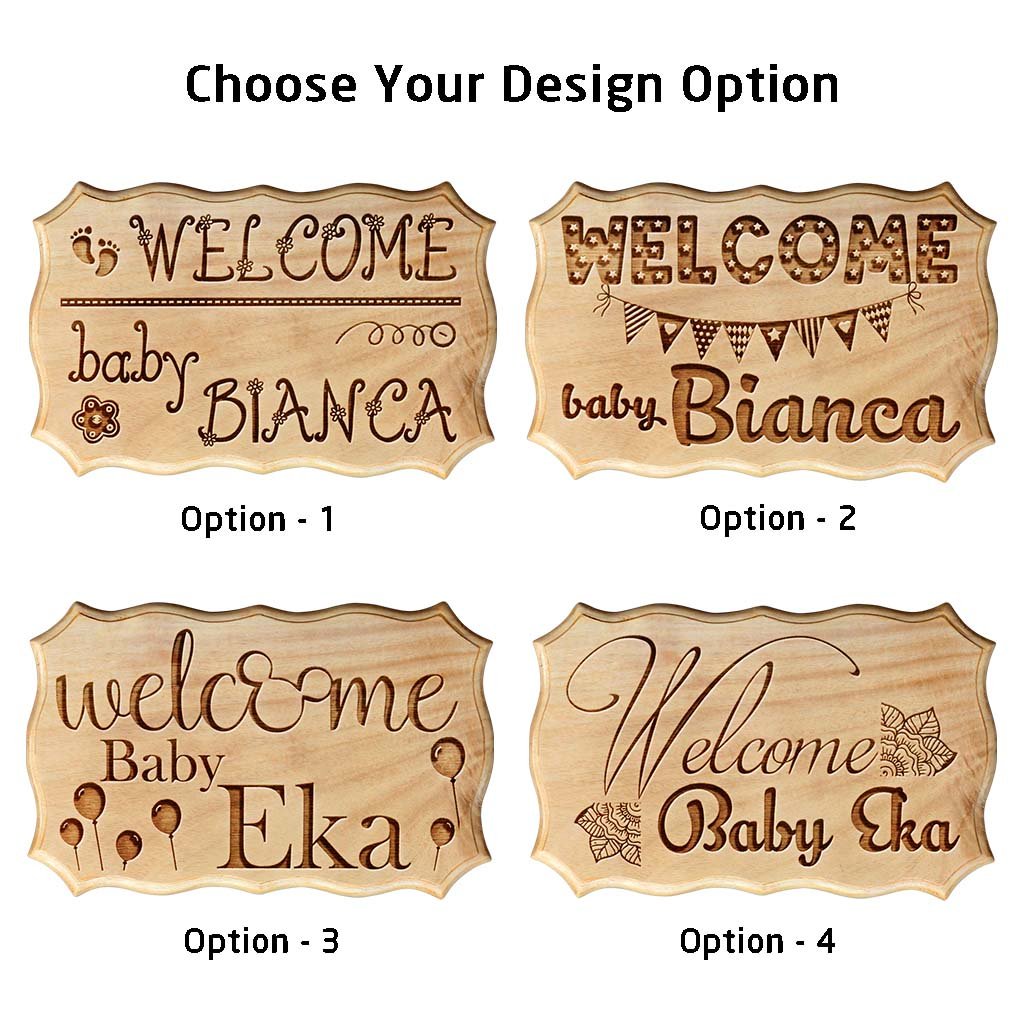 Welcome Baby Wood Sign - Personalized New Baby Sign - Custom wood Wall Signs for Baby Room - Gifts for New Moms - Baby Shower Gifts - Personalized Gifts for Pregnant Parents by Woodgeek Store