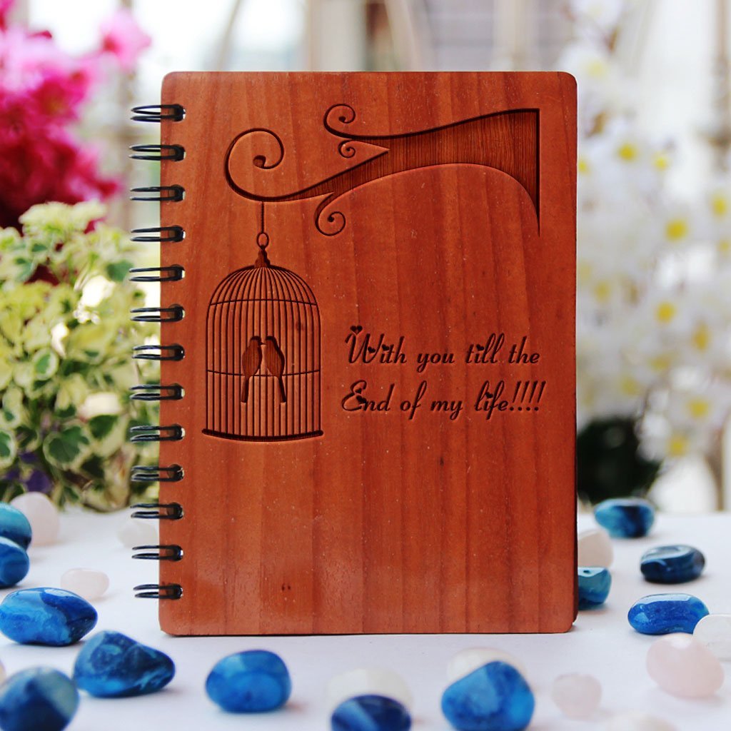 Love Notebook - Gifts For Boyfriend &amp; Girlfriend -Bamboo Wood Notebook - With You Till The End Of My Life - Bamboo Wood Notebook