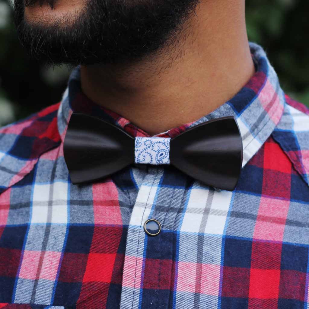 Bow Ties - The Fernandes - Black Wooden Bow Tie - gingham