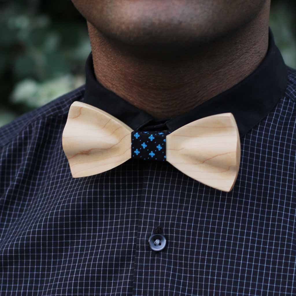 Bow Ties - The Shah - White Wooden Bow Tie - Red Plaid