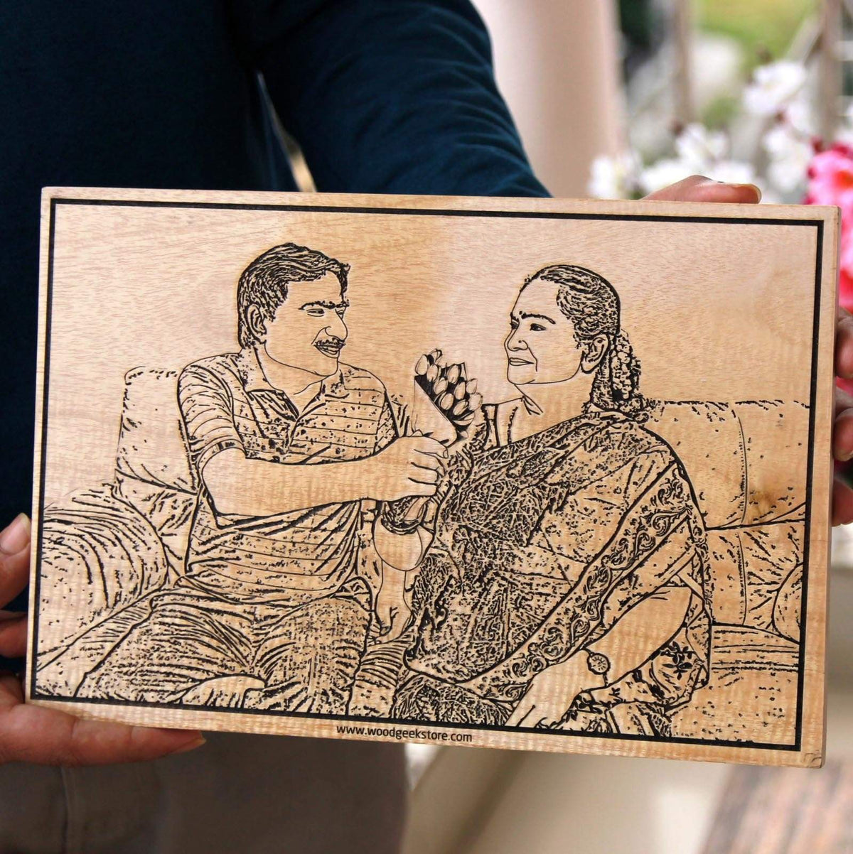 Wood Engraved Photo Poster As Gifts For Mom And Dad. This Customised wooden frame is the best anniversary gift for mom and dad or gifts for parents.